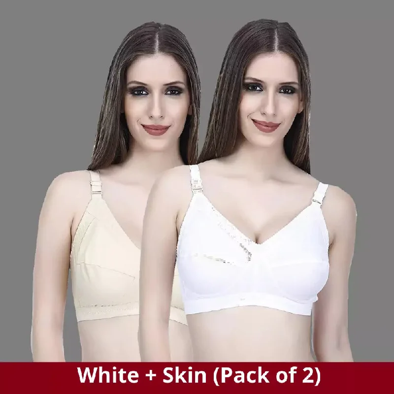 Full Coverage Minimizer Bra Non Padded White Nude Bra (Pack of 2)