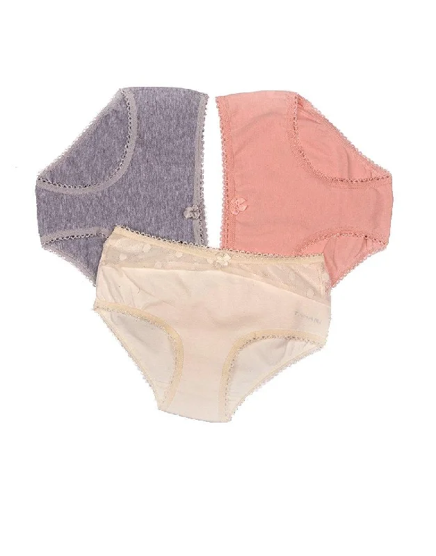 Pack Of 3 Dot Mesh Hipster Briefs For Girls