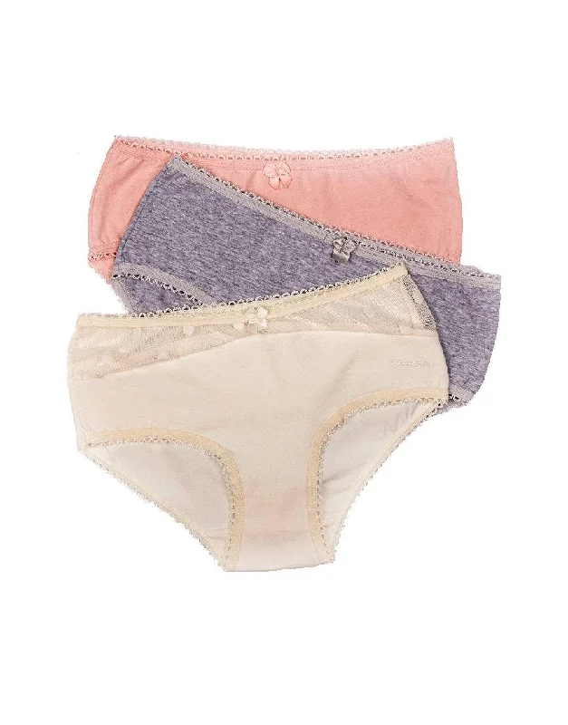 Pack Of 3 Dot Mesh Hipster Briefs For Girls