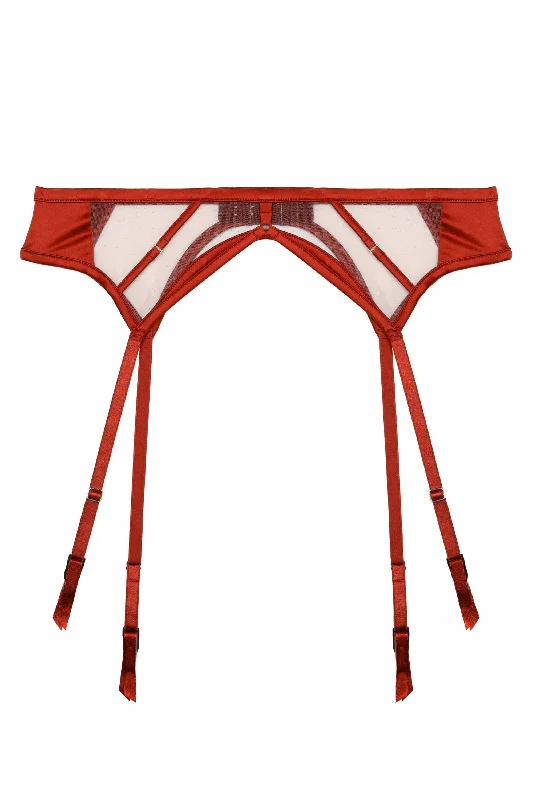 Ramona red Strap Detail Illusion Mesh Suspender