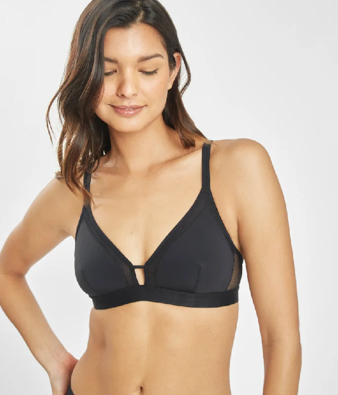 The Mesh Trim Padded Bralette Bundle: Toasted Almond/Jet Black