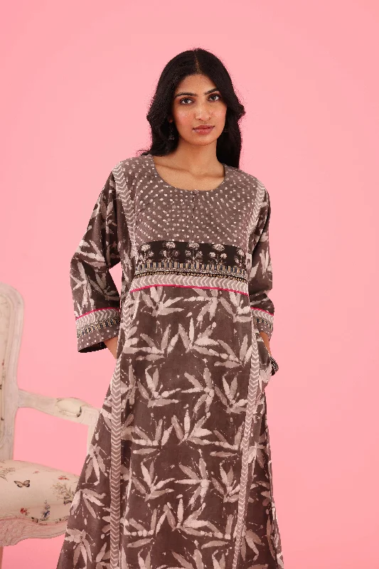 Afreen Caftan Grey Off White