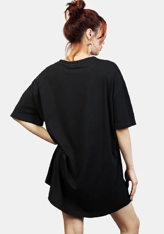 Hedgewitch Black Garment Washed Oversized Tee Dress