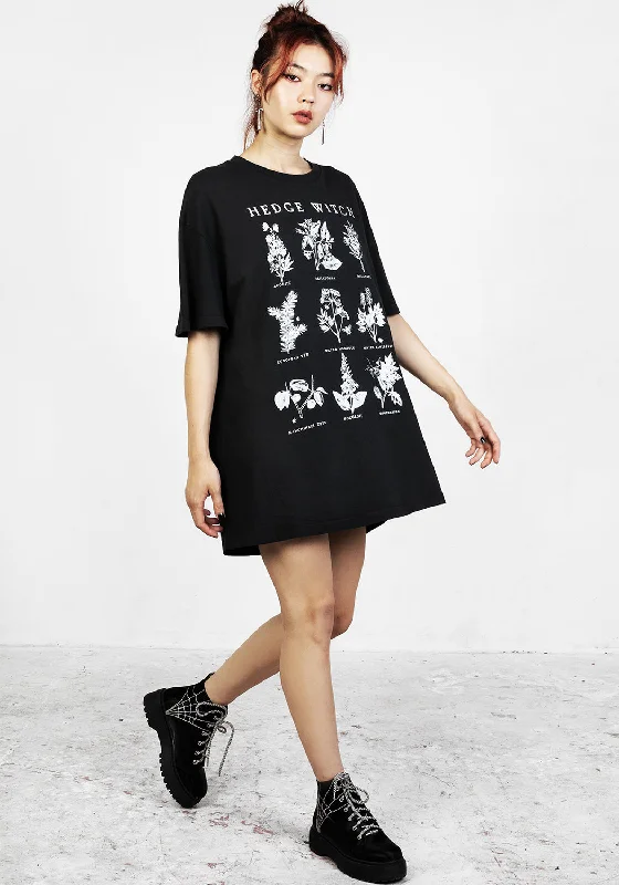 Hedgewitch Black Garment Washed Oversized Tee Dress