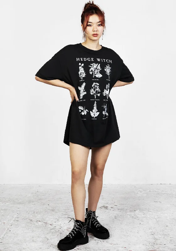 Hedgewitch Black Garment Washed Oversized Tee Dress