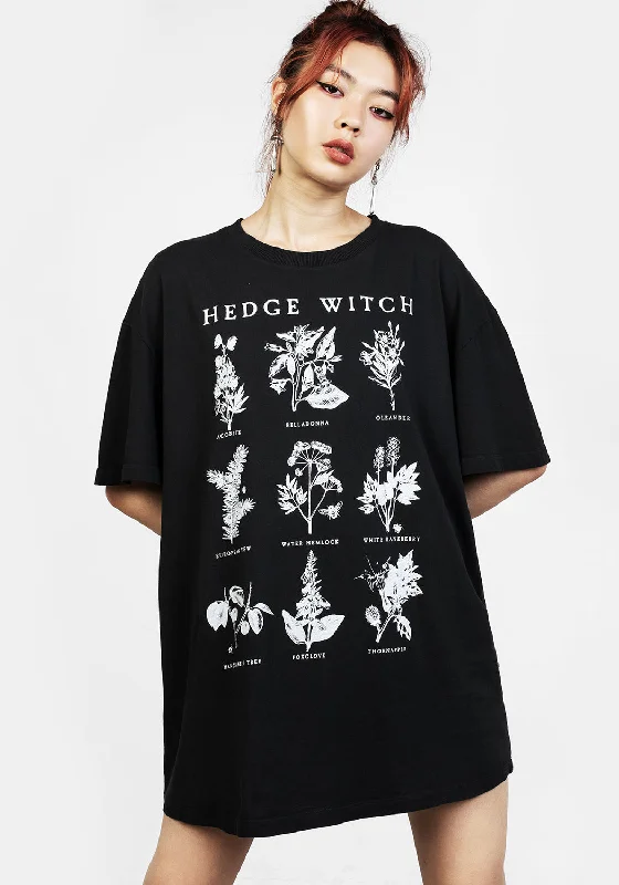 Hedgewitch Black Garment Washed Oversized Tee Dress