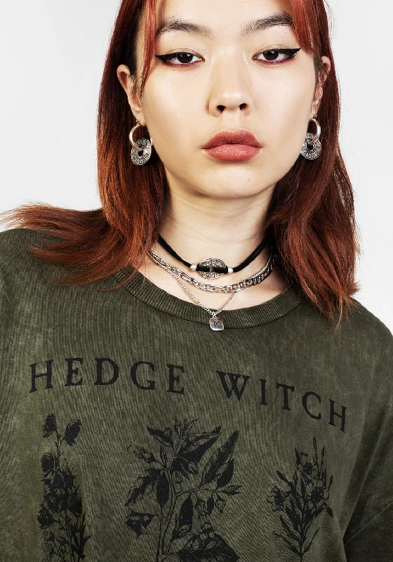 Hedgewitch Green Acid Wash Oversized Tee