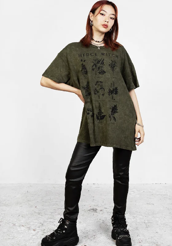 Hedgewitch Green Acid Wash Oversized Tee