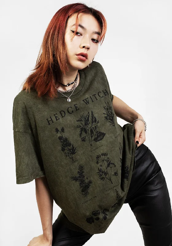 Hedgewitch Green Acid Wash Oversized Tee