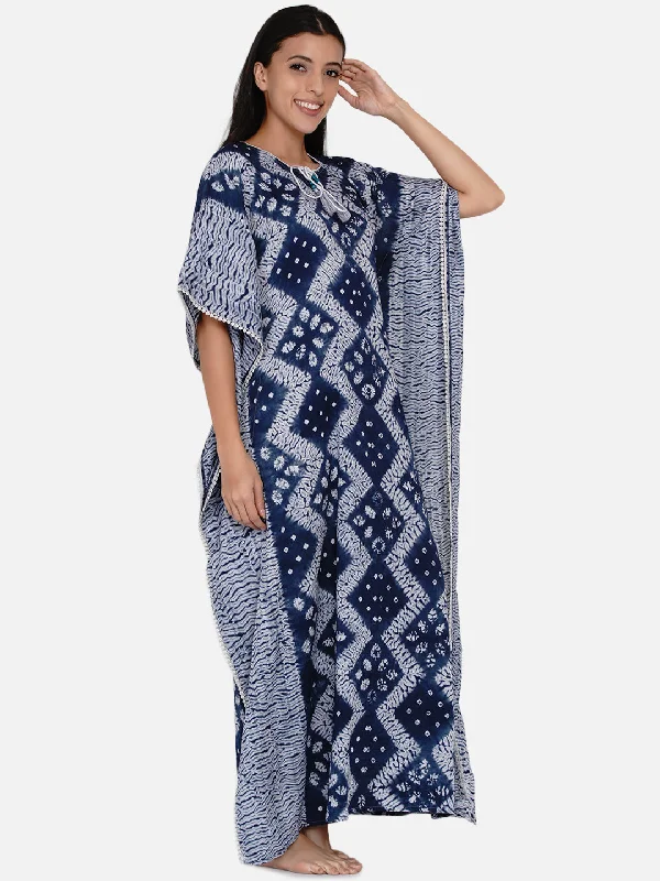 Indigo Handloom Cotton Shibori Tie-Dye Kaftan (Final Sale)