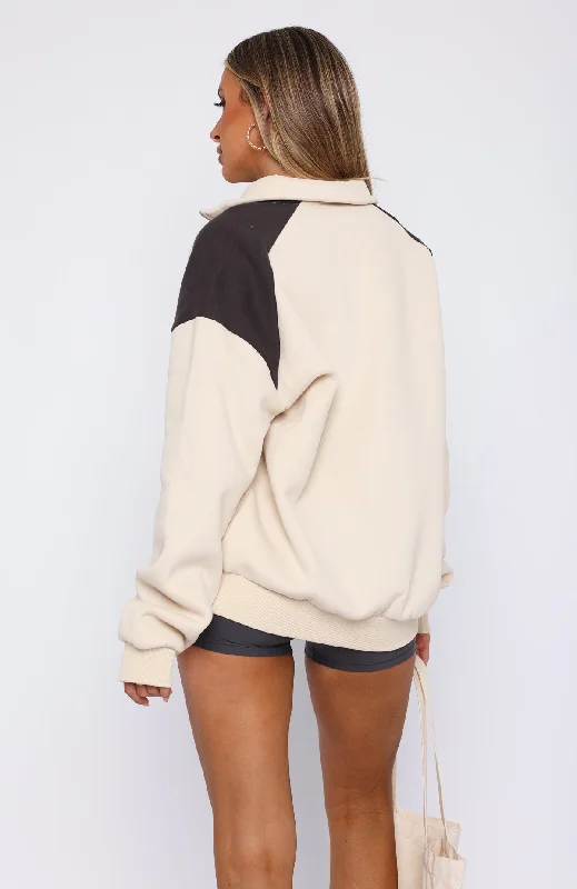 It's A Bad Idea Zip Front Sweater Cream