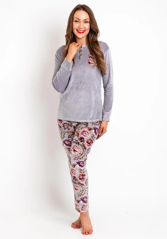 Serafina Collection Floral 2 Piece Pyjama Set, Grey