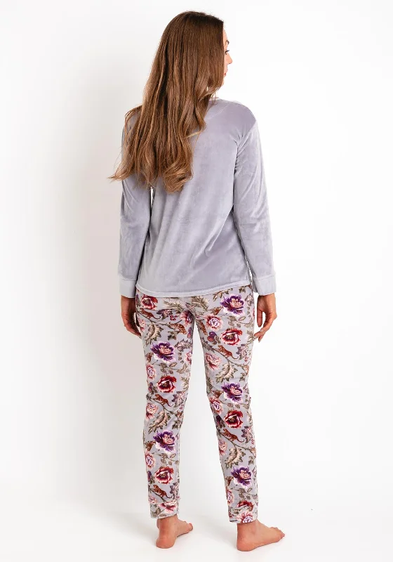 Serafina Collection Floral 2 Piece Pyjama Set, Grey