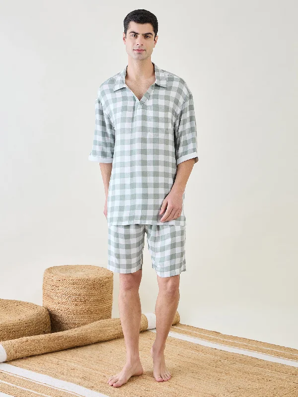 Mens Sage Checks Co-ord Set