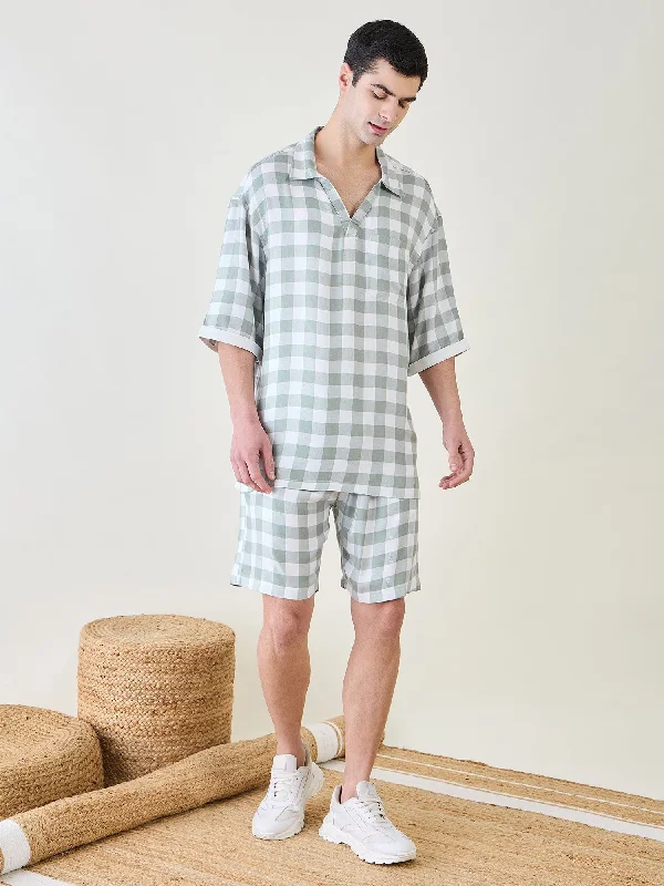 Mens Sage Checks Co-ord Set