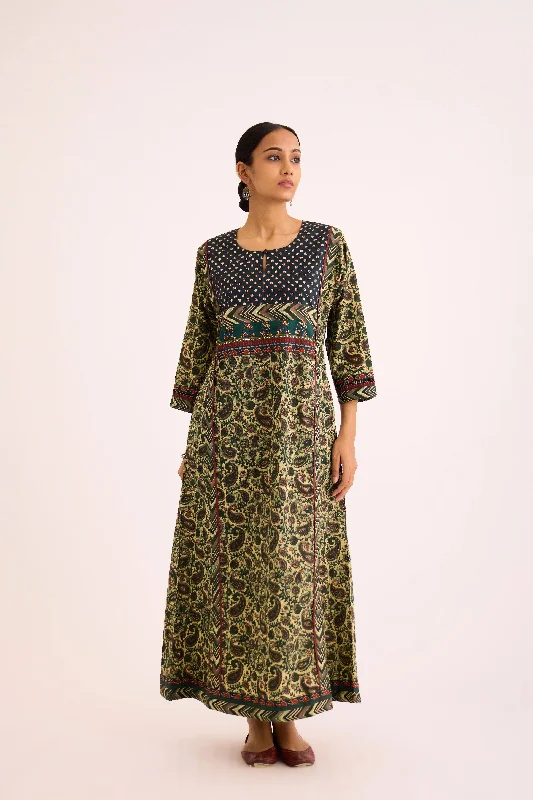 Rozana Caftan Green Beige