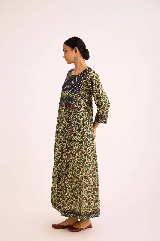 Rozana Caftan Green Beige