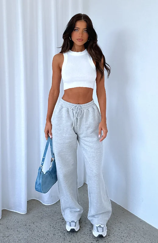 Stick With Me Wide Leg Sweatpants Grey Marle