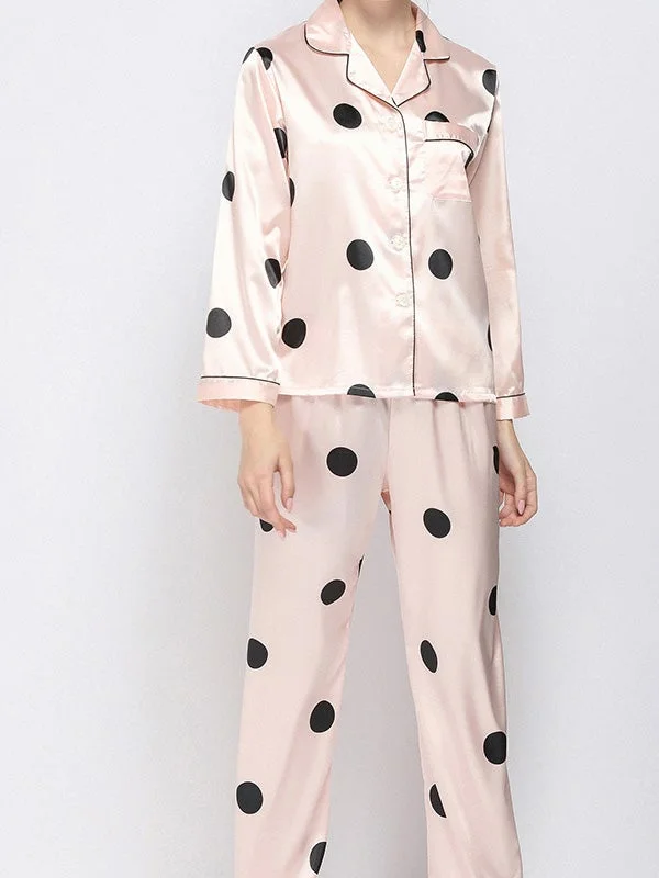 Women's Pajamas Acetate Silk Long Sleeve Trousers Home Pajamas