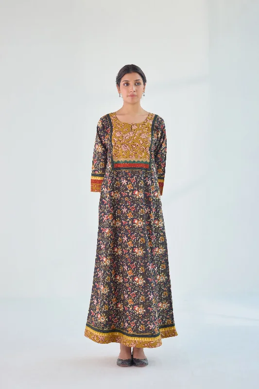 Yoke Caftan Black Mustard