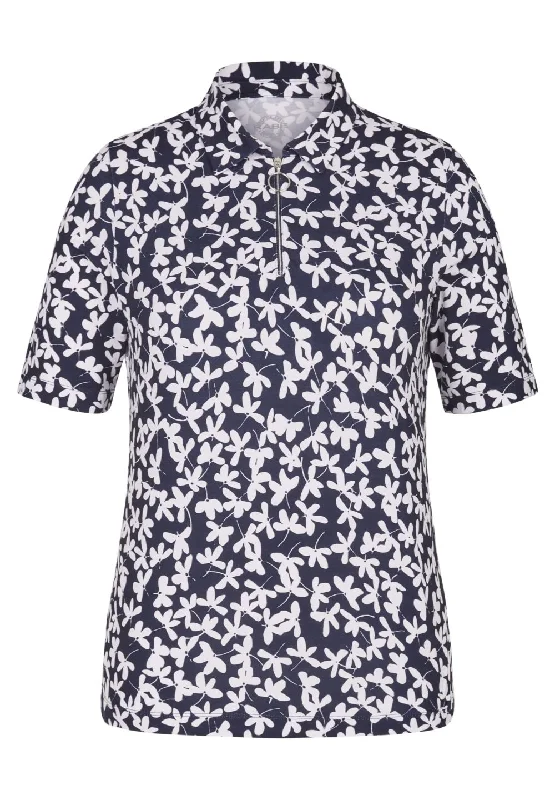 SHORT SLEEVE 1/2 ZIP FLOWER PRINT 48-321351 384