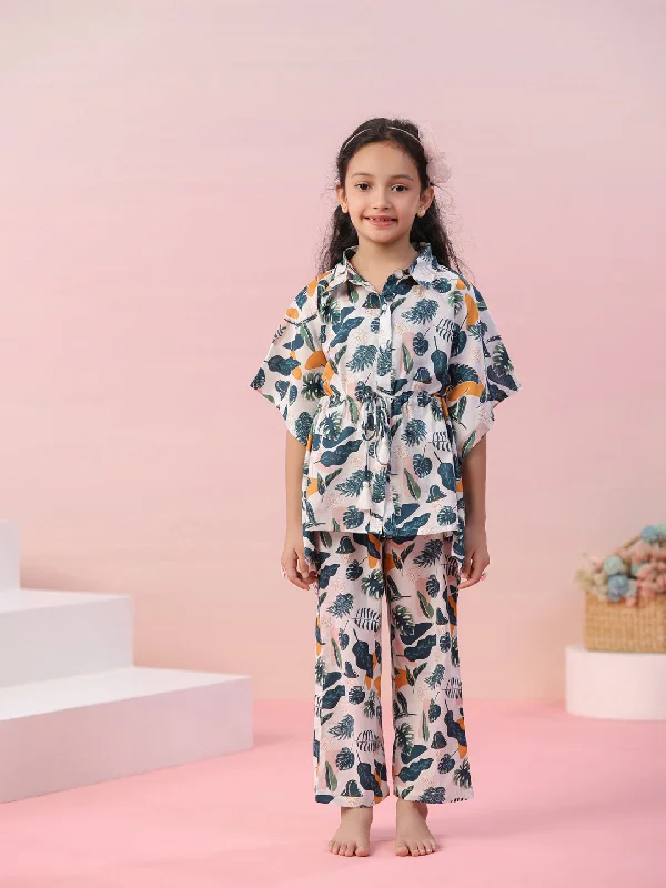 Floral Printed Cotton Kids Night Suits