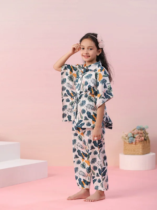 Floral Printed Cotton Kids Night Suits