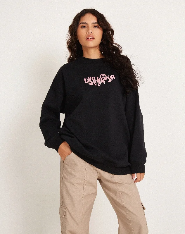 Glo Sweatshirt in Black with 'Dystopia' Motif