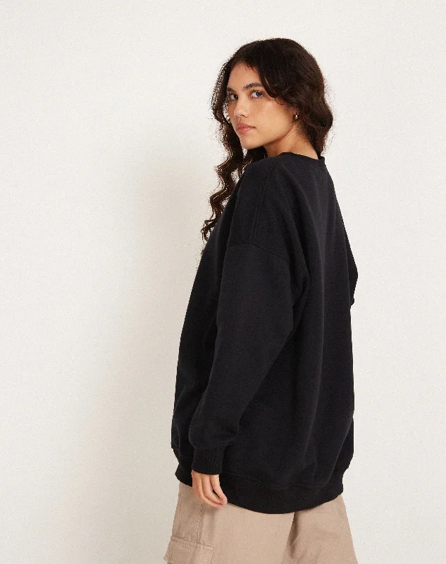 Glo Sweatshirt in Black with 'Dystopia' Motif