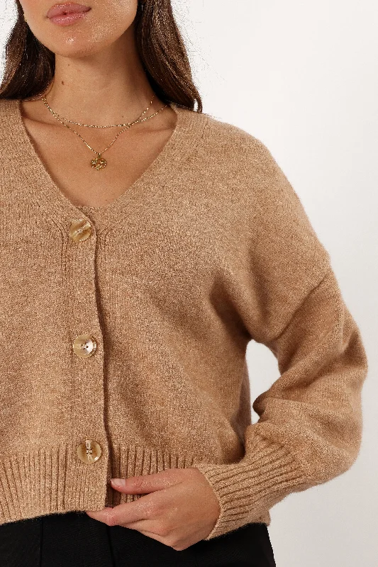 Isabel Button Front Cardigan - Beige