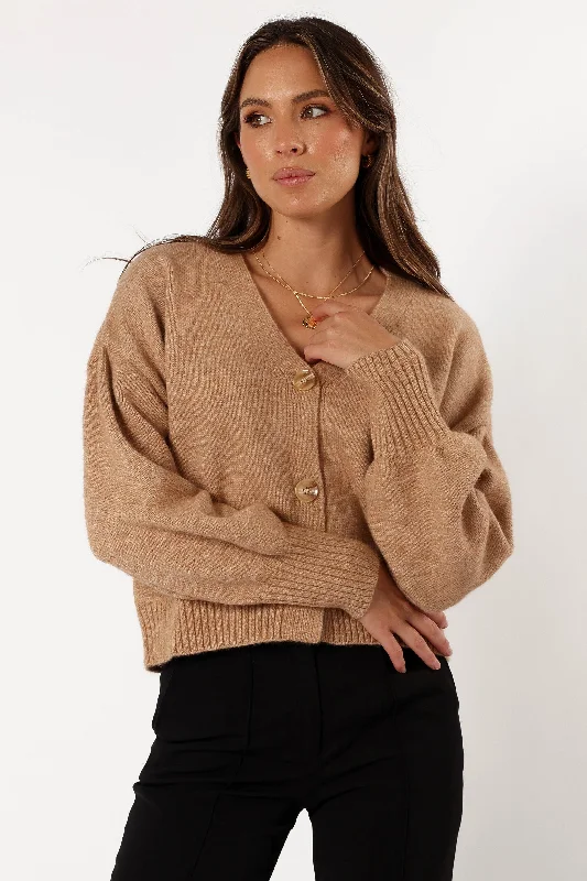 Isabel Button Front Cardigan - Beige