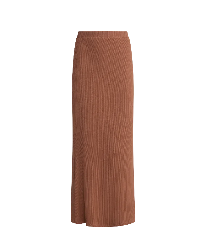 Marley Maxi Ribbed Skirt | Brown