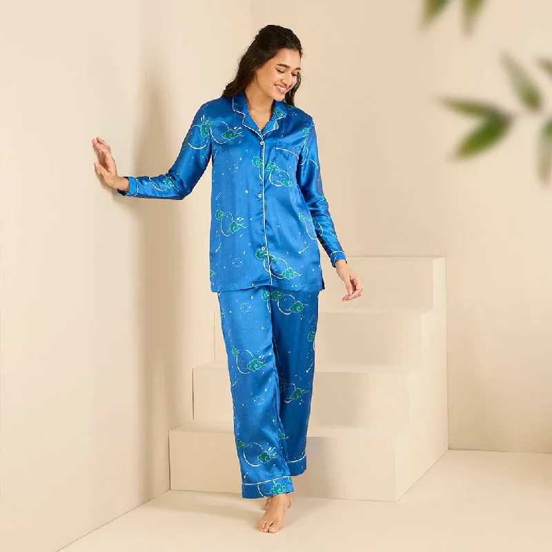 Midnight Stardust Satin Notched Pyjama Set