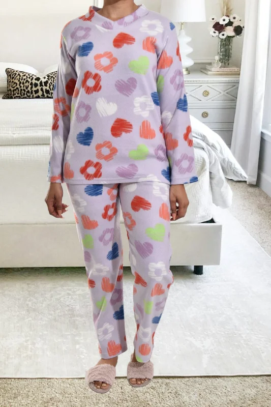 Heart Print Fleece Pj Set