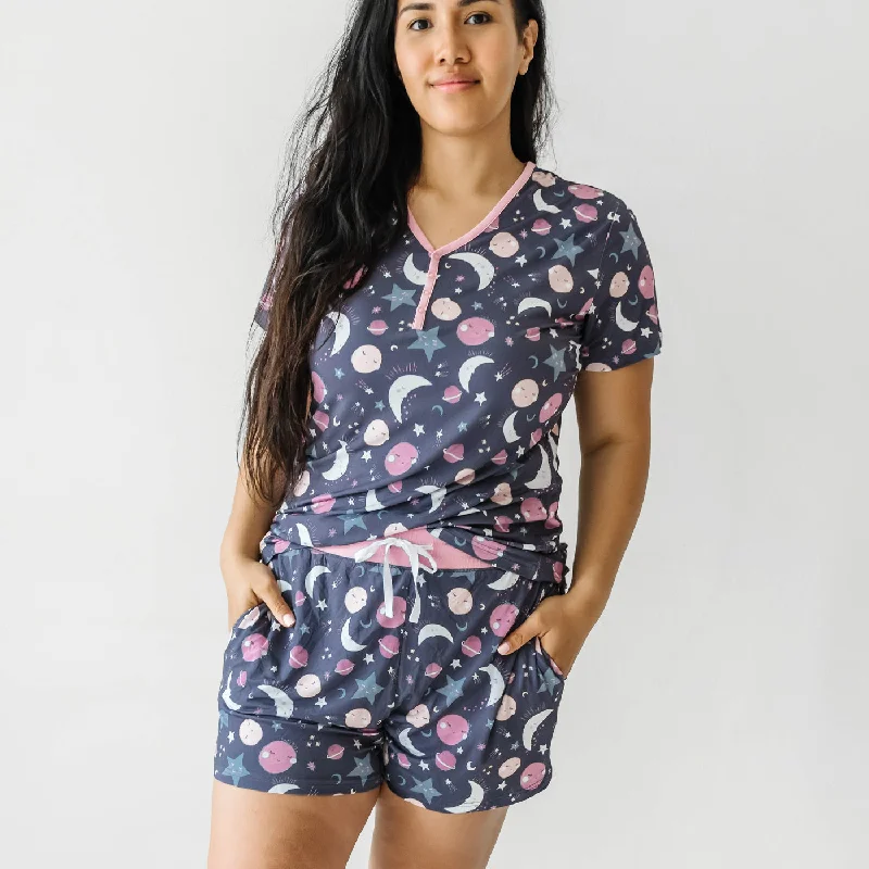 Pink To the Moon & Back Women's Pajama Shorts