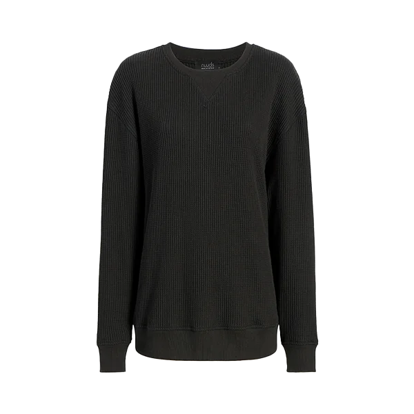 Waffle Crewneck Pullover | Black