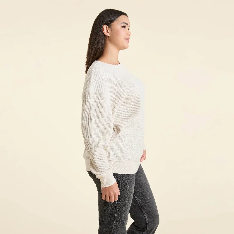 Waffle Crewneck Pullover | Heather Bone