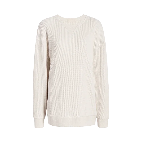 Waffle Crewneck Pullover | Heather Bone