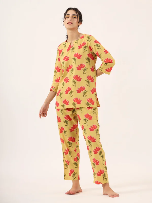 TULIP PRINT  Cotton Night SUIT