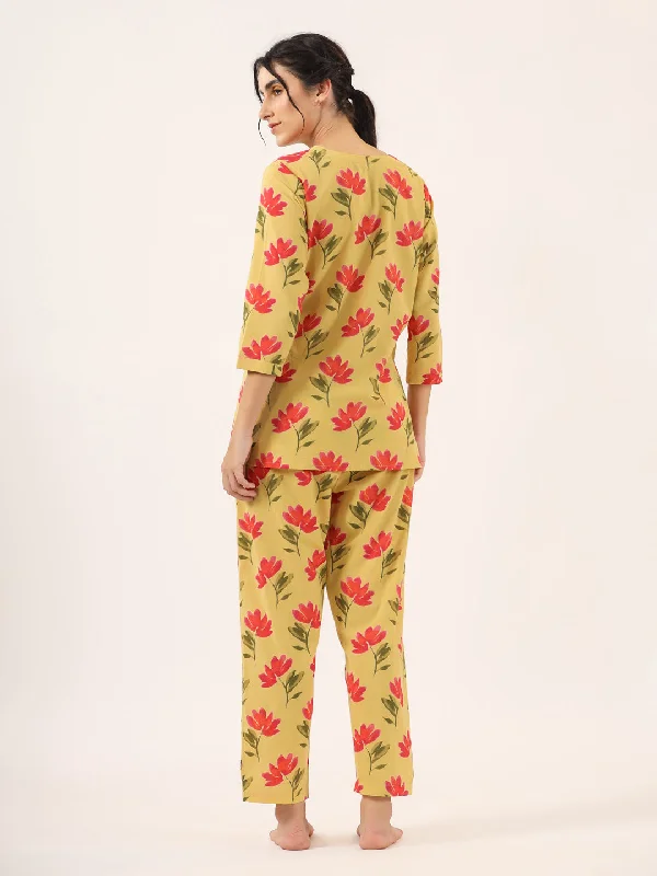 TULIP PRINT  Cotton Night SUIT