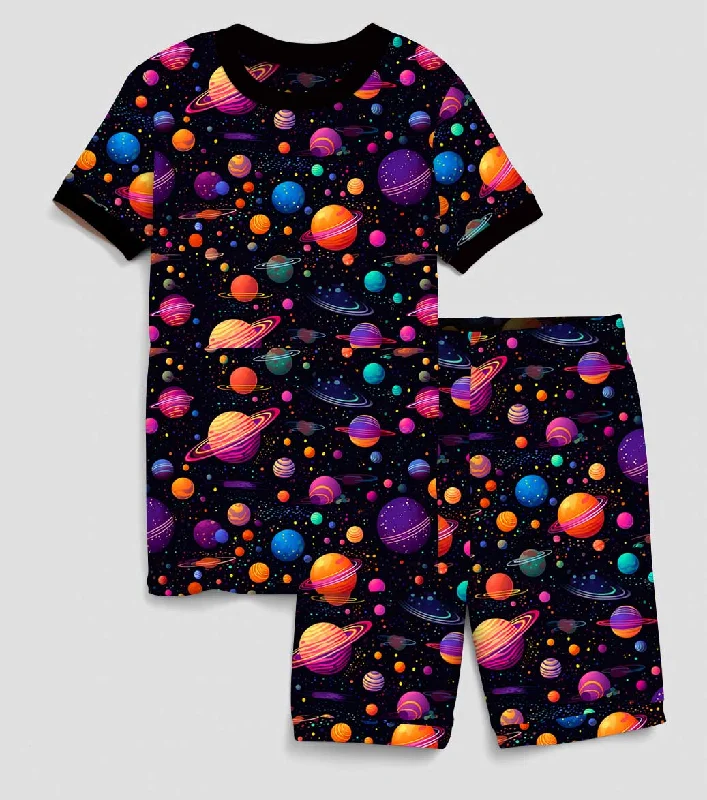 Beautifully Bold Solar Galaxy - Bamboo Short Sleeve Short Lounge Set